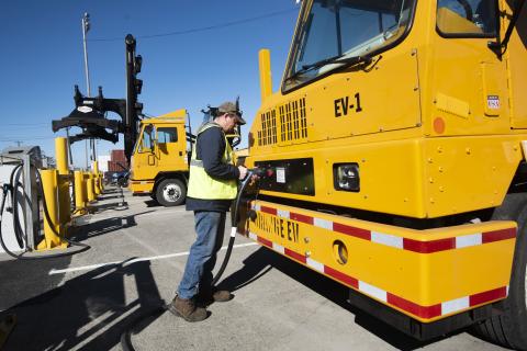 Yard Truck being Plugged In